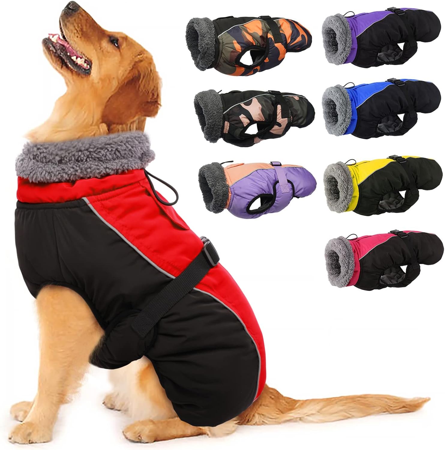 IECOii Extra Warm Dog Coat - Reflective Adjustable Jacket With Buckle Fleece Turtleneck for Cold Weather - Soft Winter Coat for Small Medium Extra Large Dogs - Image 10