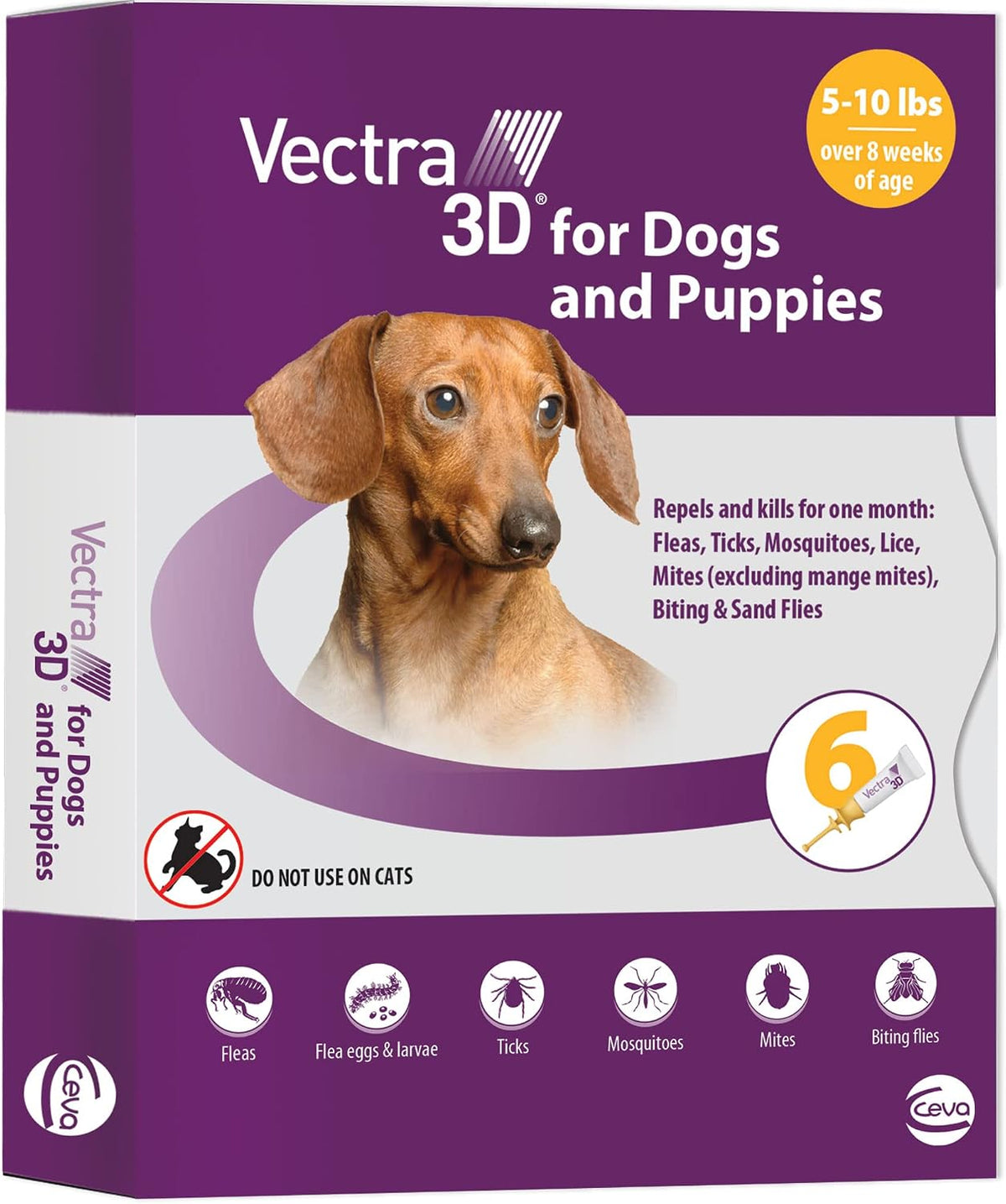 Vectra 3D Flea and Tick Prevention for Dogs, Kills and Repels Fleas, Ticks & Mosquitoes | FastActing, Waterproof, No Prescription Needed | Extra Small Dogs 5-10 lbs, 3Month Supply - Image 10