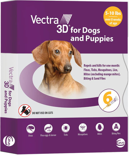 Vectra 3D Flea and Tick Prevention for Dogs, Kills and Repels Fleas, Ticks & Mosquitoes | FastActing, Waterproof, No Prescription Needed | Extra Small Dogs 5-10 lbs, 3Month Supply - Image 10