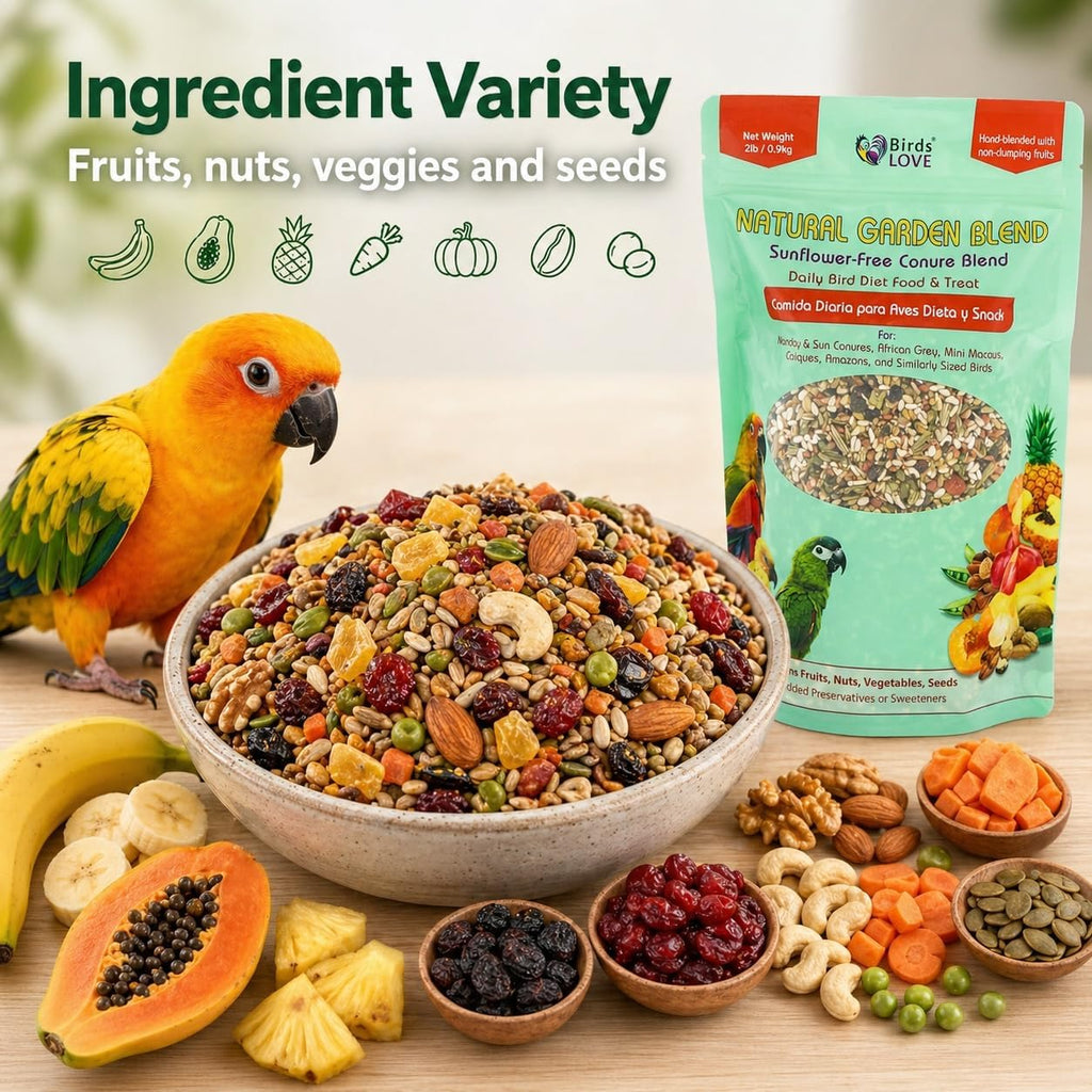 Birds LOVE natural garden blend seed mix texture close up