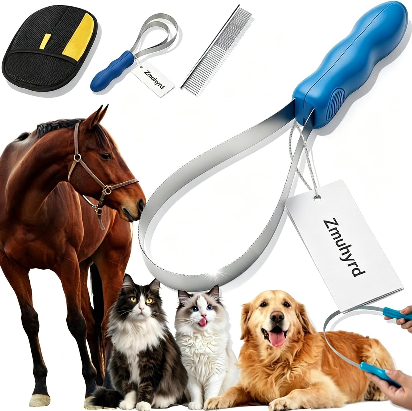 Dual Sided Shedding Blade for Cats & Dogs, Shedding Brush Tool with Stainless Steel Blades, Pet Hair Removal Tool for Horses/Cattle/Sheep, Comfort Grip - Fine & Coarse Teeth for Long Short Hair (MIX) | Dual Sided Shedding Blade - Image 10