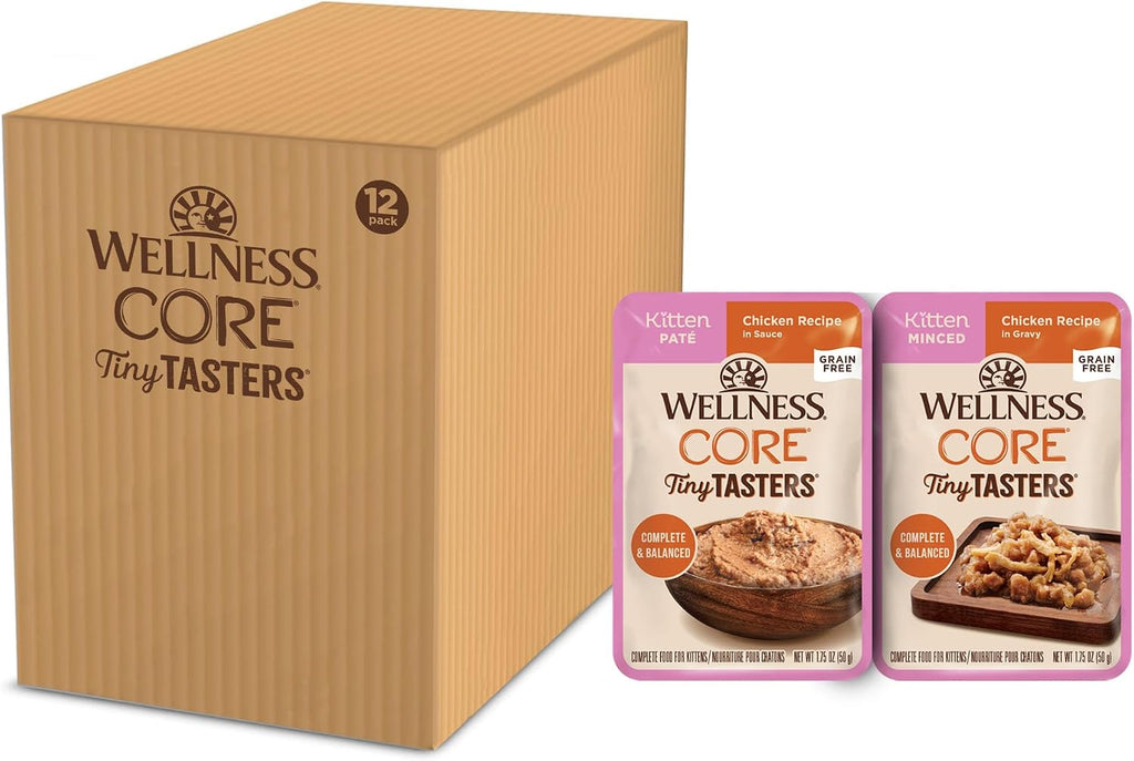 Wellness CORE Tiny Tasters Minced Kitten Wet Cat Food, Natural, Protein Rich, Grain Free, Chicken Recipe, 1.75 oz, Pack of 12 Pouches - Image 13