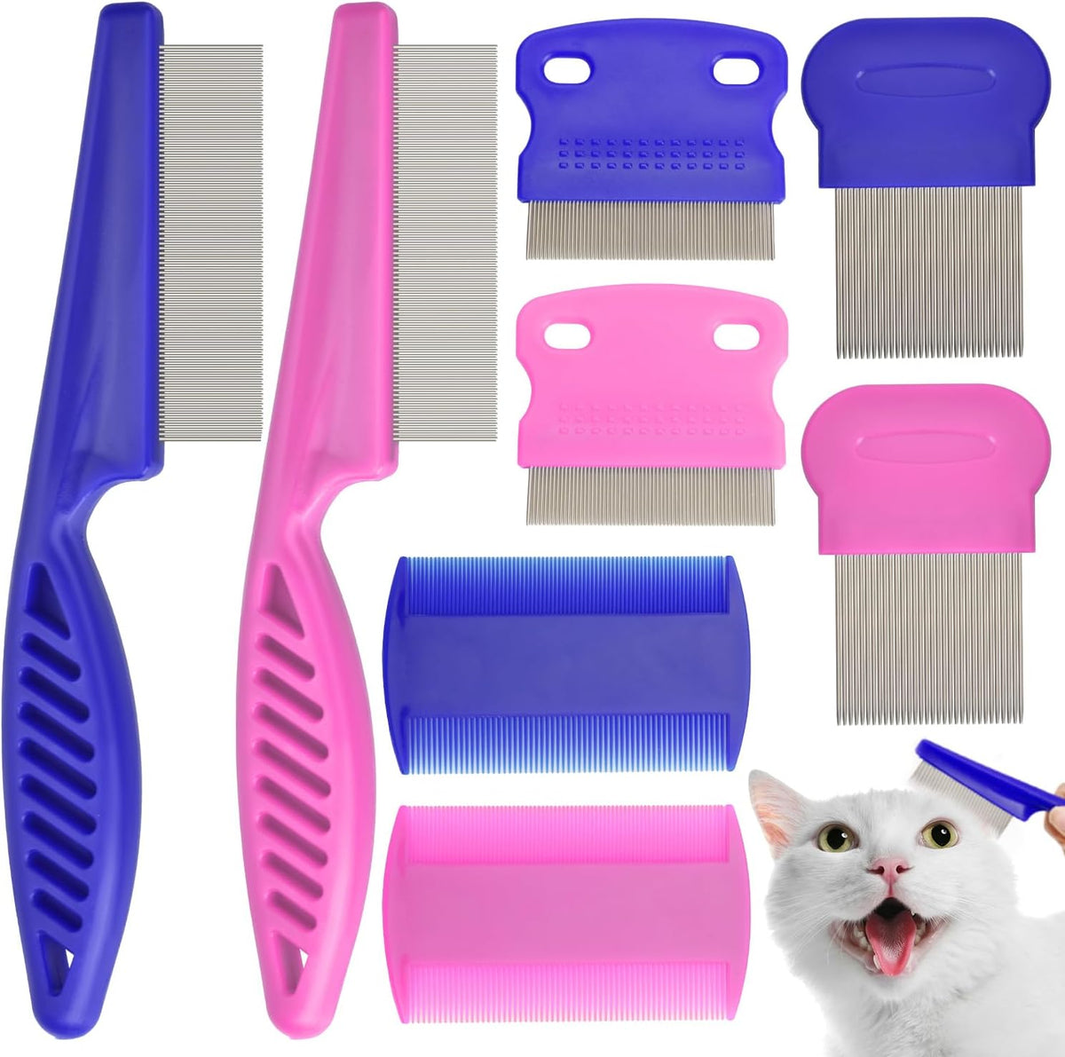 Flea Comb for Cats Dogs, 6 Pack Pet Lice Comb Set Pet Grooming Pets for Small, Medium & Large PetsPink - Image 10