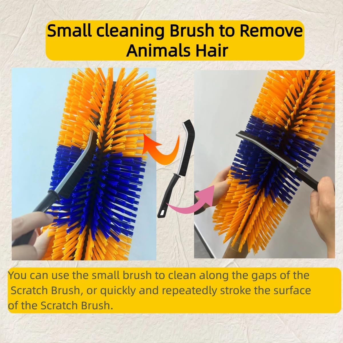 High contrast yellow and green design of the animal itch relief brush.