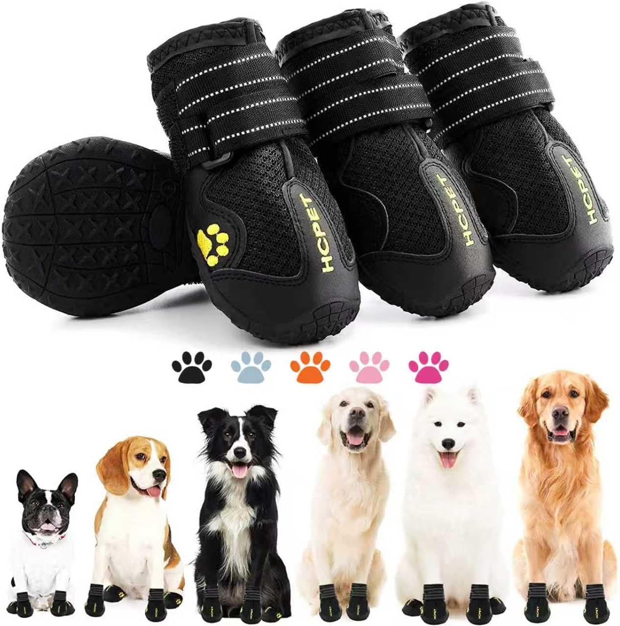 Hcpet Dog Boots, Dog Shoes for Large Dogs, Medium Dog Boots & Paw Protectors, Anti-Slip Dog Booties for Hot Pavement Winter Snow Hiking with Reflective Straps Black Size 6 - Image 15