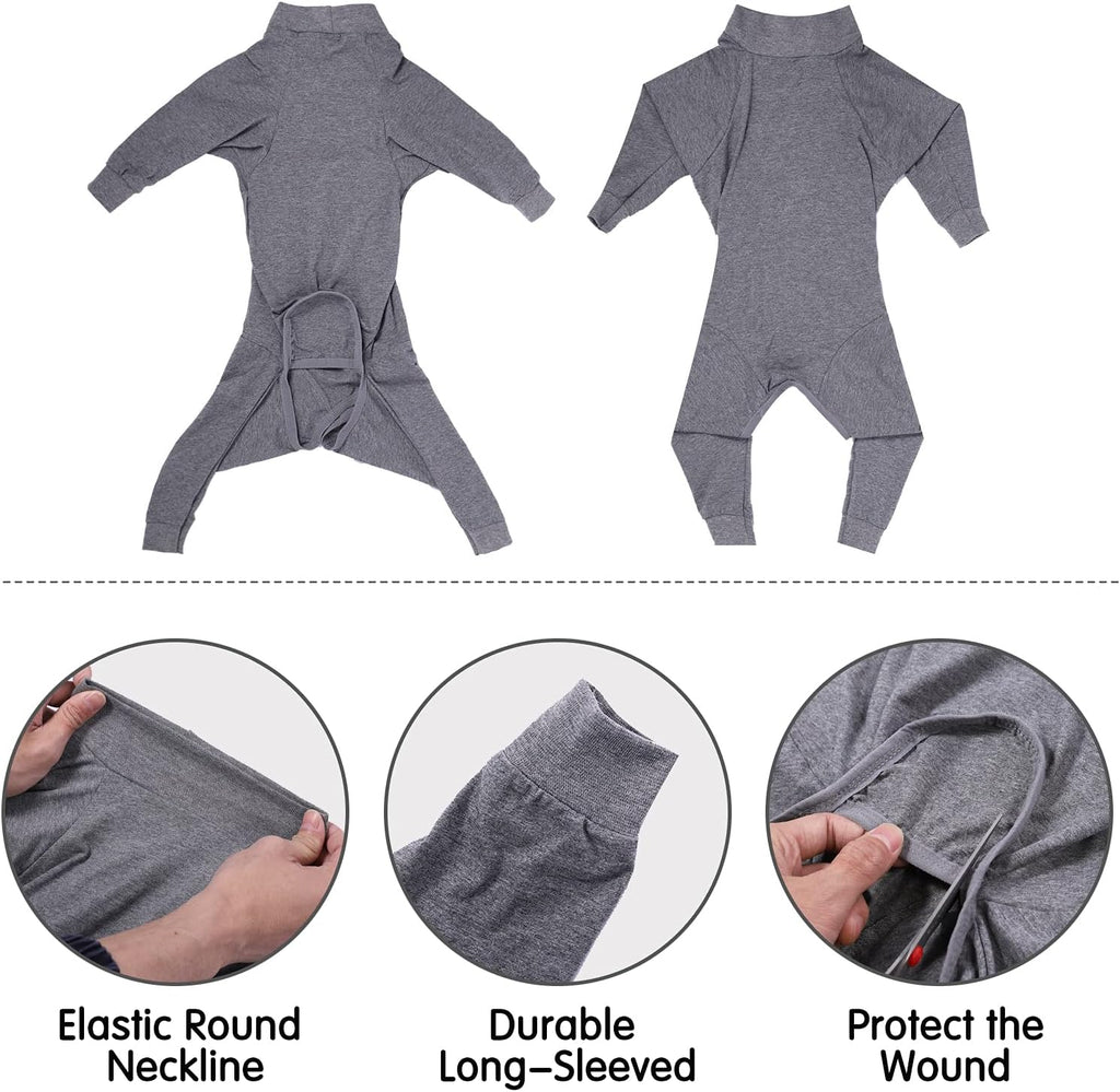 Dotoner surgical dog onesie showing alternative to traditional cone