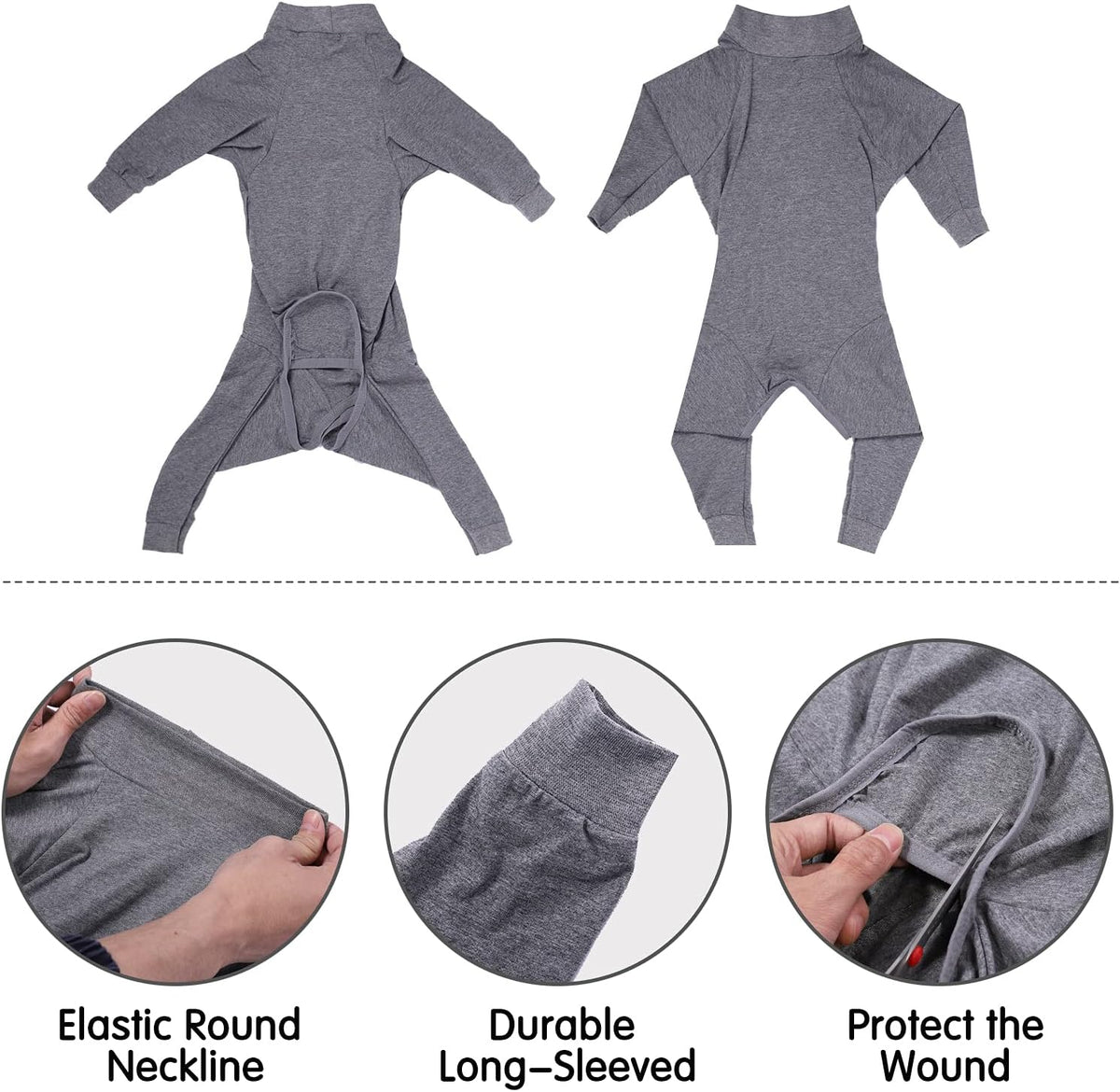 Dotoner surgical dog onesie showing alternative to traditional cone