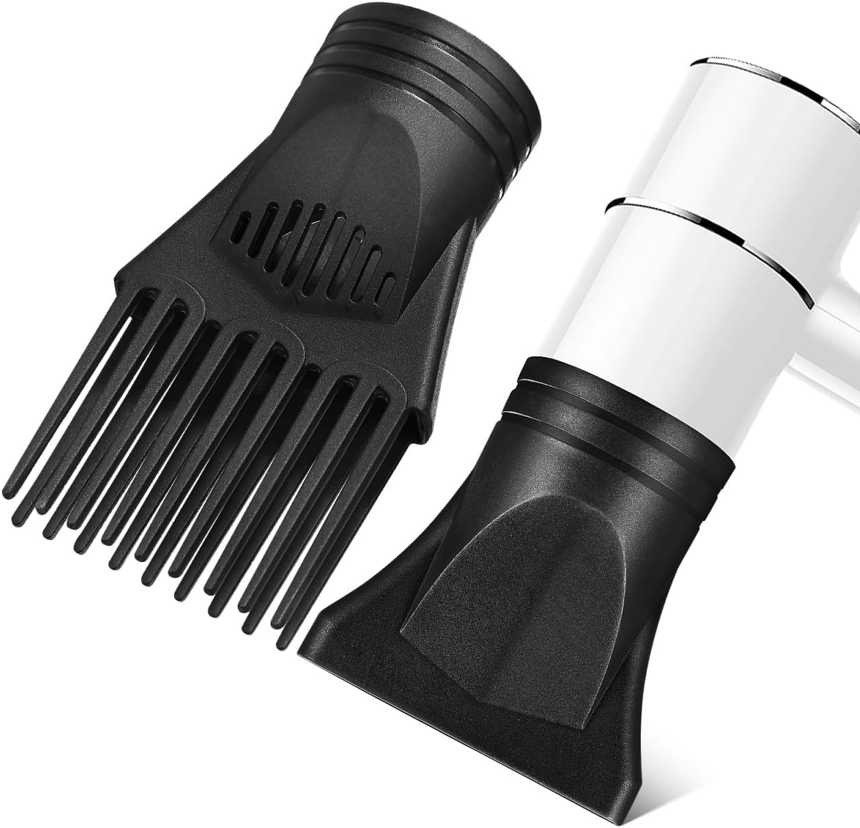 Didiseaon hair dryer nozzle attachments set front view showing the dual plastic styling tools