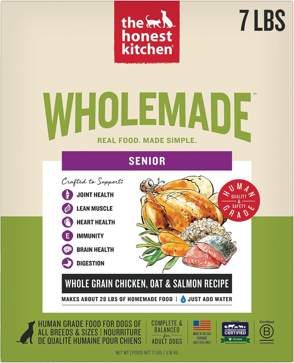 The Honest Kitchen Human Grade Wholemade(TM) Whole Grain Beef, Oat & Salmon Dehydrated Senior Dog Food, 7lb Bag (Makes 28lbs) - Image 12