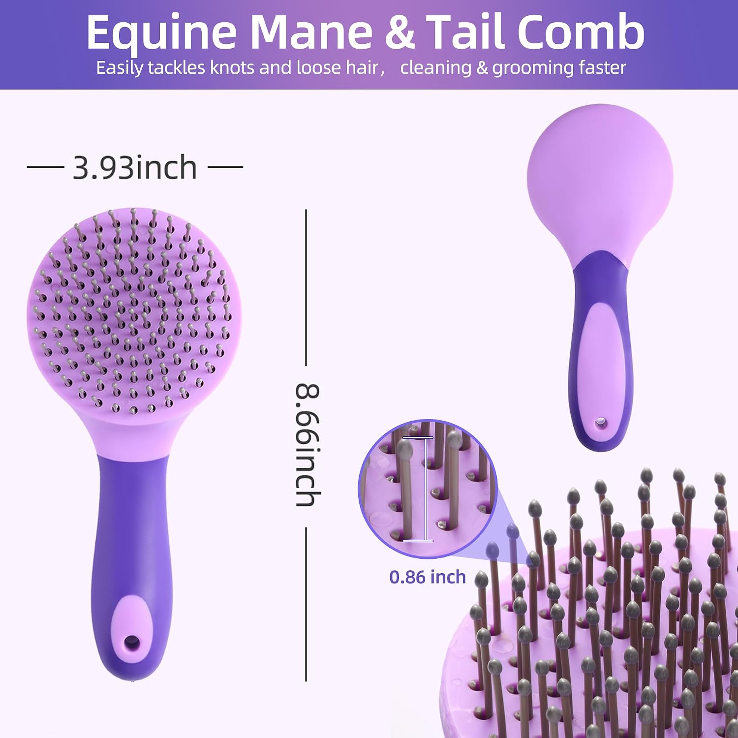 UYLKM horse grooming brush with non-slip silicone handle