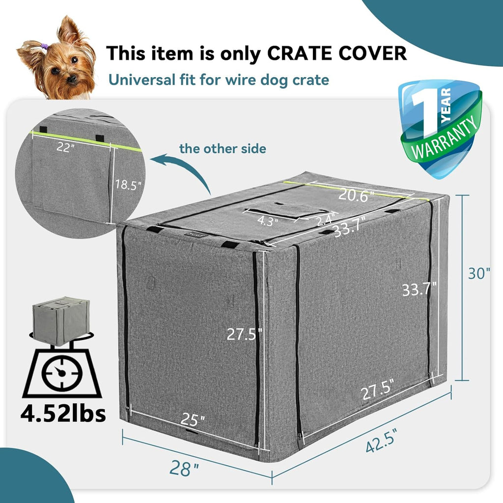 Petsfit grey fabric crate cover double door accessibility feature