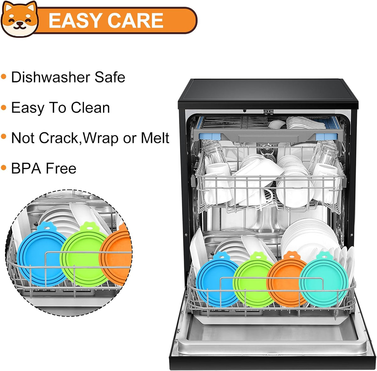 2 Pack Pet Food Can Covers, Silicone Universal Can Lids for Dog & Cat Food, BPA Free, One Fit Most Standard Size Food Cans Green/Blue - Image 5