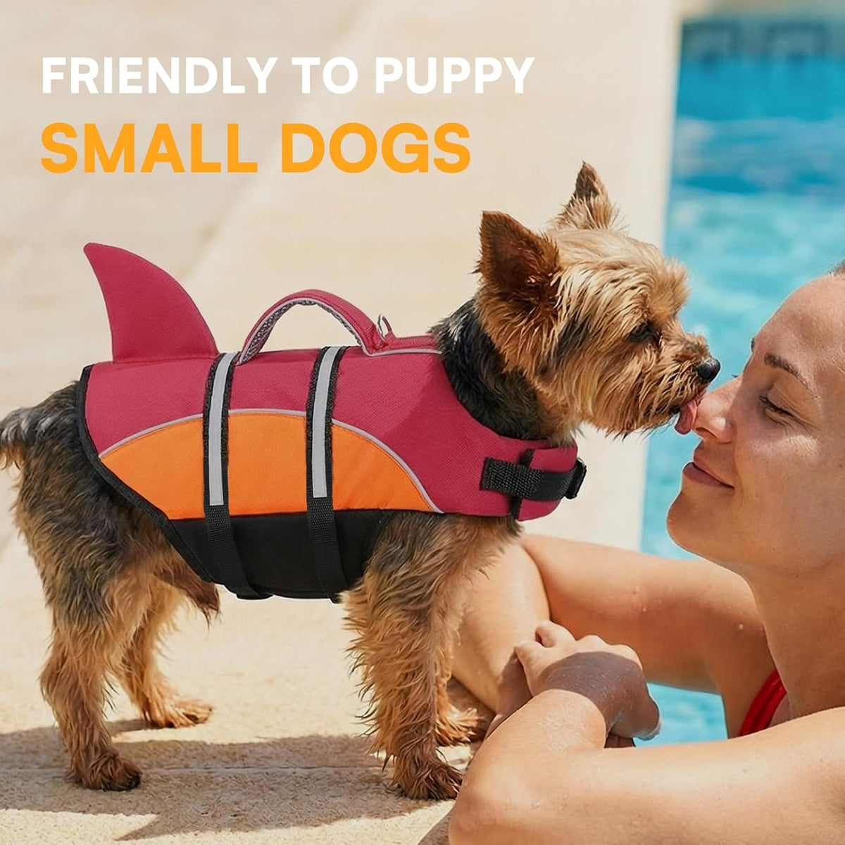 Lightweight ripstop polyester pet life preserver for pool and lake