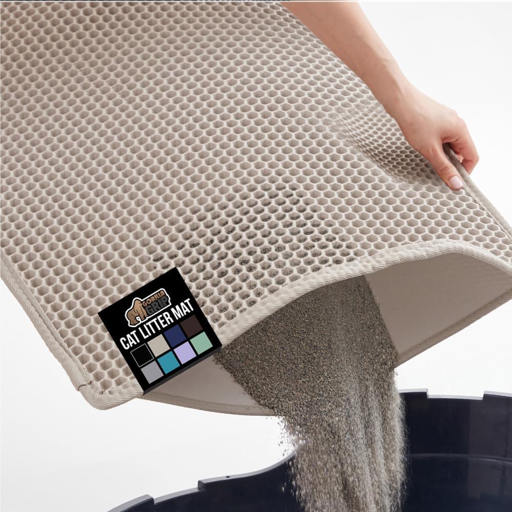 GORILLA GRIP Honeycomb Cat Litter Box Mat, Two Layer Trapping Waste Mats, Soft On Paws, Litter Box Supplies and Essentials for Indoor Cats, Traps Excess, Water Resistant for Floors, 24x15 Gray - Image 10