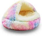 ShinHye Cat Bed Round Plush Fluffy Hooded Cat Bed Cave, Cozy for Indoor Cats or Small Dog beds, Soothing Pet Beds Doughnut Calm Anti-nxiety Dog Bed - Waterproof Bottom Washable (20x20inch, Grey) - Image 10