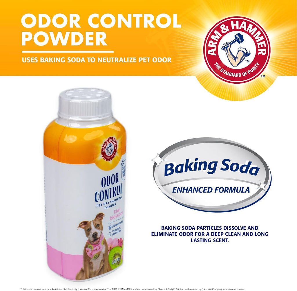 Close up of Arm and Hammer baking soda dog deodorant label