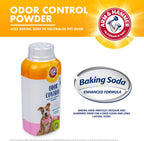 Close up of Arm and Hammer baking soda dog deodorant label