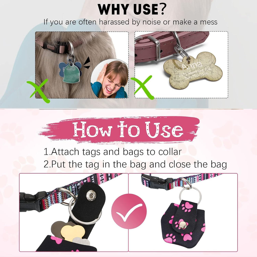 Reginary pet ID tag pouch set dimensions diagram showing the 6 by 6.5 centimeter size specifications.