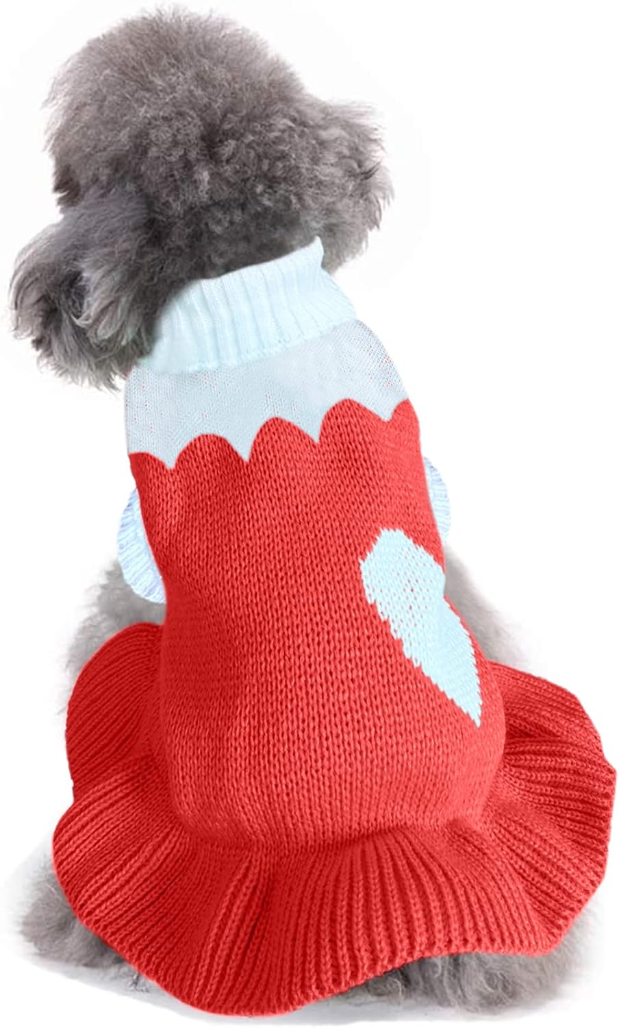 CHBORCHICEN Pet Dog Sweaters Classic Knitwear Turtleneck Winter Warm Puppy Clothing Cute Strawberry and Heart Doggie Sweater (Pink, Medium) - Image 10