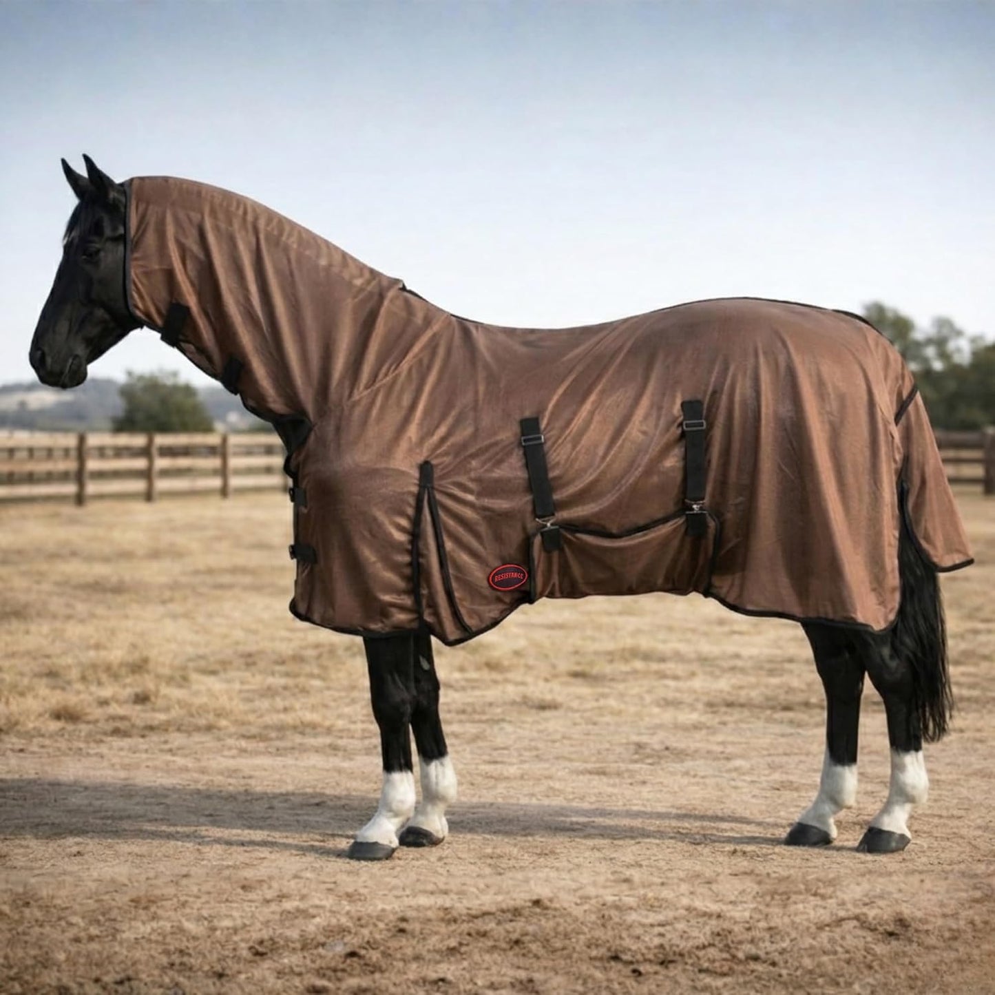 RESISTANCE Horse Fly Sheet with Neck Cover & Belly Wrap, Lightweight Breathable UV Protection Fly Sheet for Horses, Silver, Sizes 68"- 82" (Turquoise, 80") - Image 10