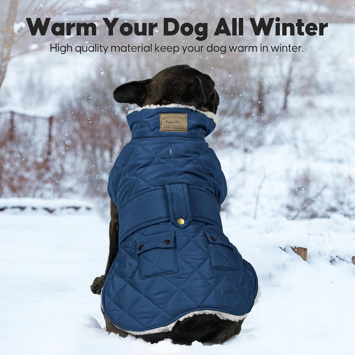 Kyeese dog coat with fleece lining interior detail
