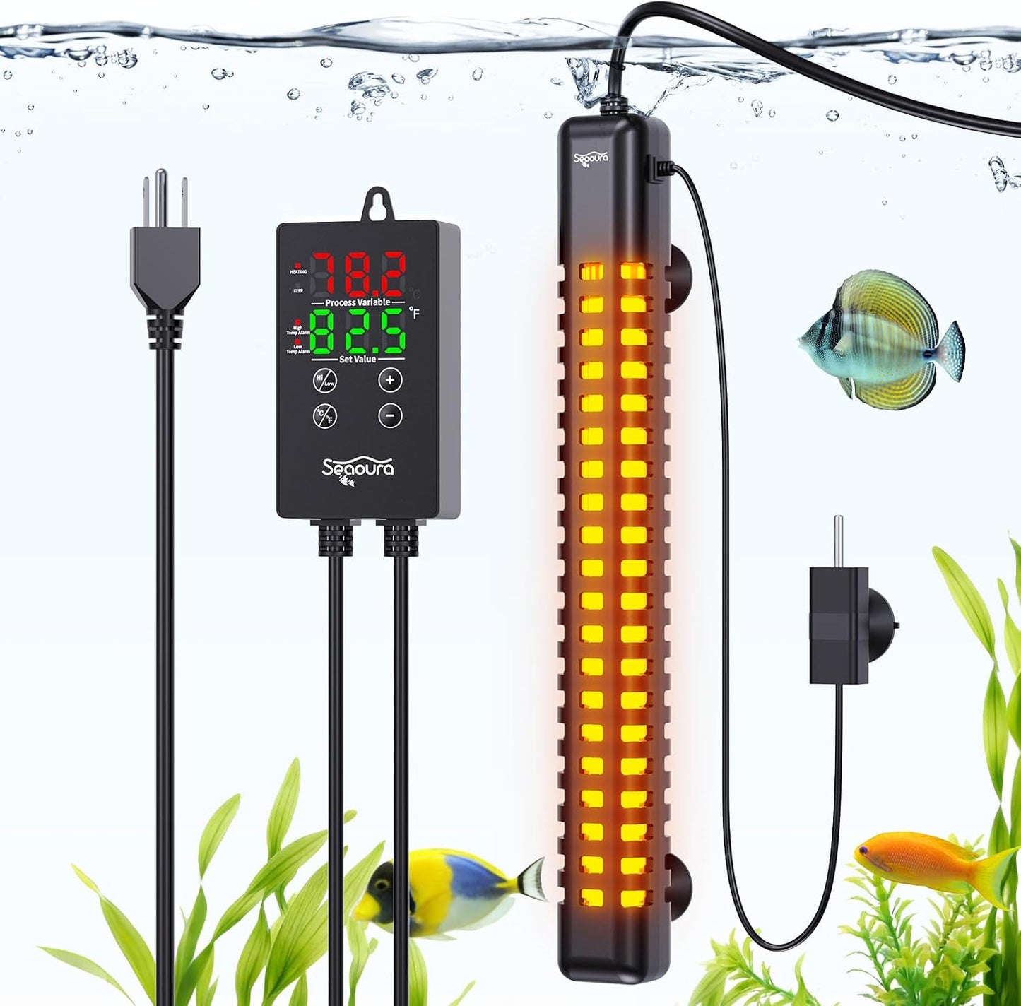 SEAOURA Aquarium Heater, 300W Fish Tank Heater for 50-60 Gallon, Submersible Heater for Aquarium with Over-Temperature Protection, Intelligent Controller & Auto Power-Off - Image 9