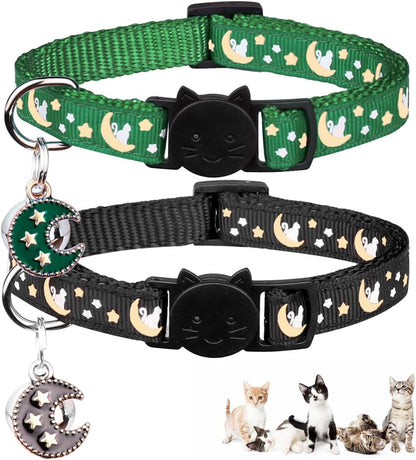 Baeuppit 2Pcs Breakaway Cats Collars Cat Collars for Boy & Girl Cats Adjustable Kitten Collars with Bell,Black+Gray - Image 14