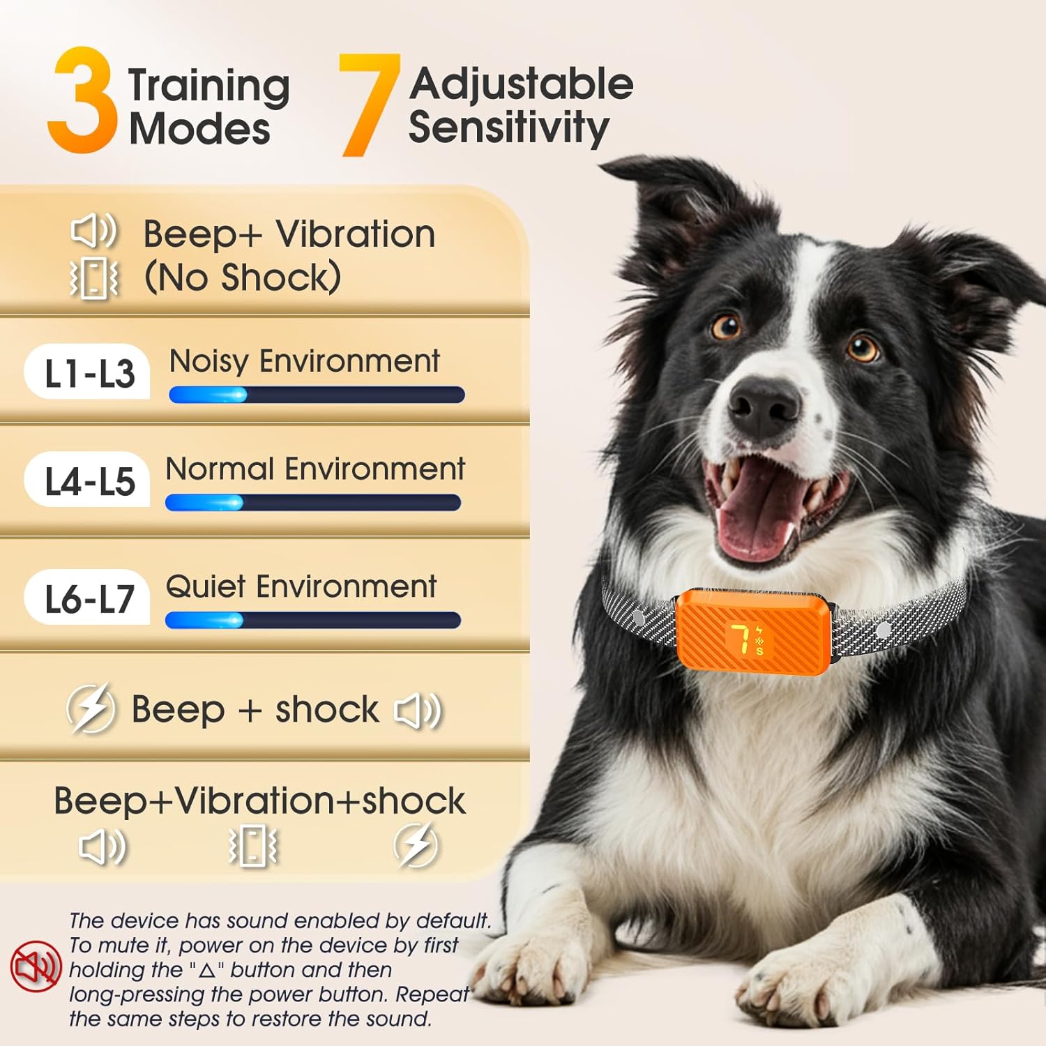 Side profile of KJKZO rechargeable dog bark collar