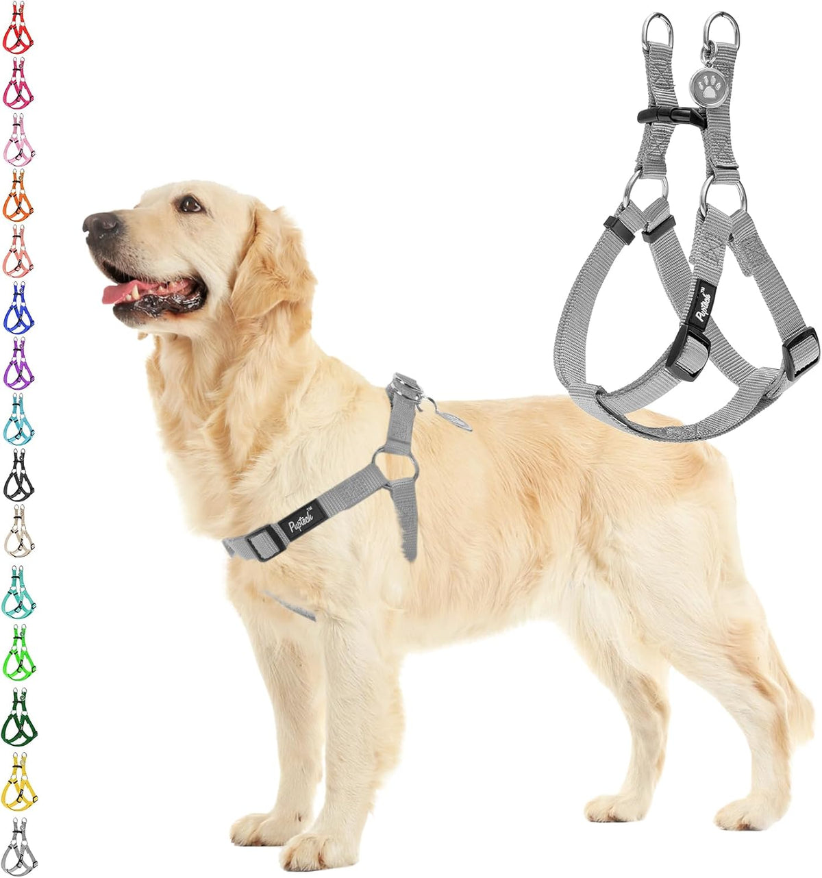 PUPTECK No Pull Dog Harness Soft Adjustable Basic Nylon Step in Puppy Vest Outdoor Walking with ID Tag Medium - Image 9