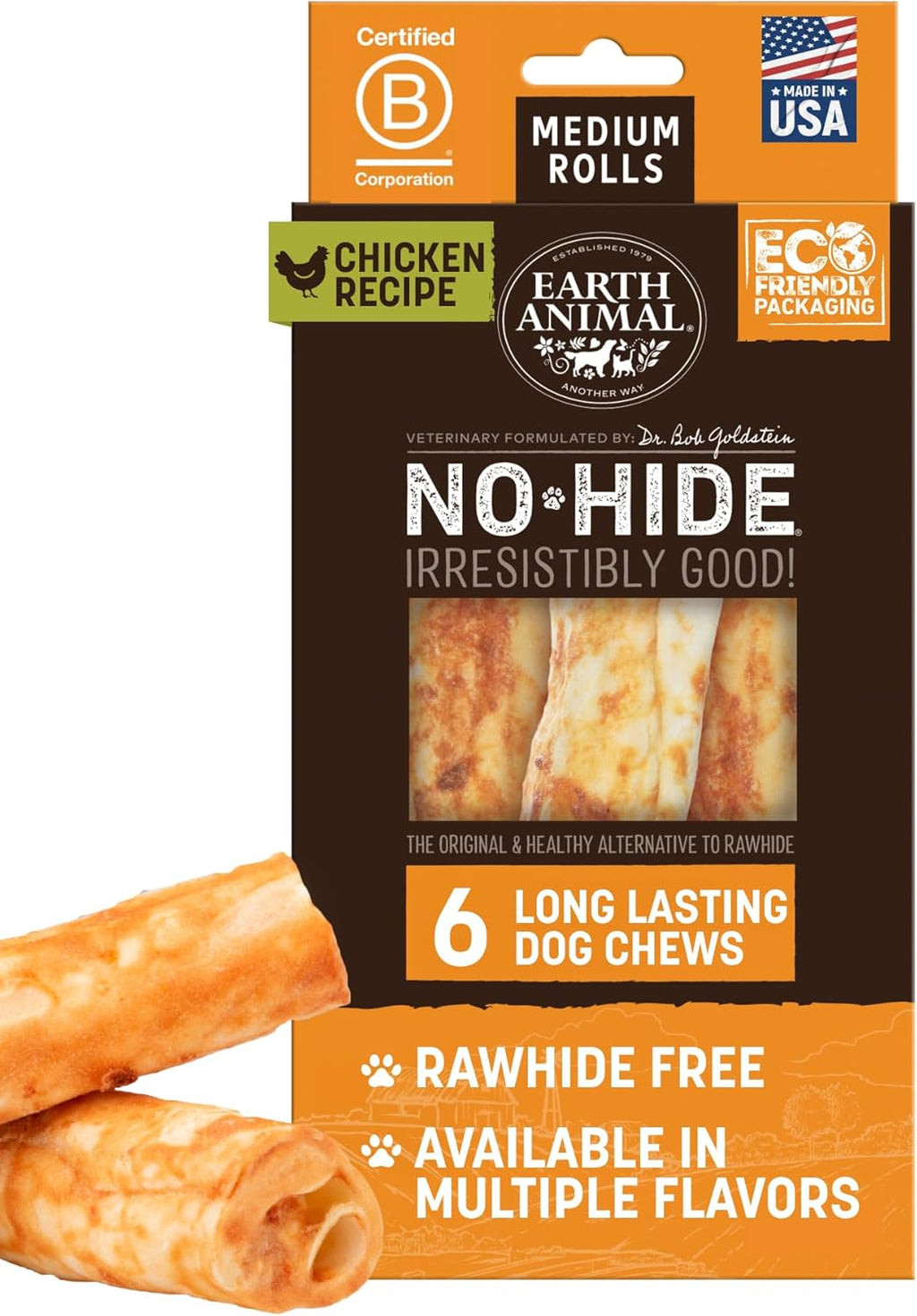 Earth Animal No Hide Chews - from the Grill Rolls Grilled Cheese Vegetarian Flavor Rawhide Free Medium Dog Chews - 3 Count - Image 12