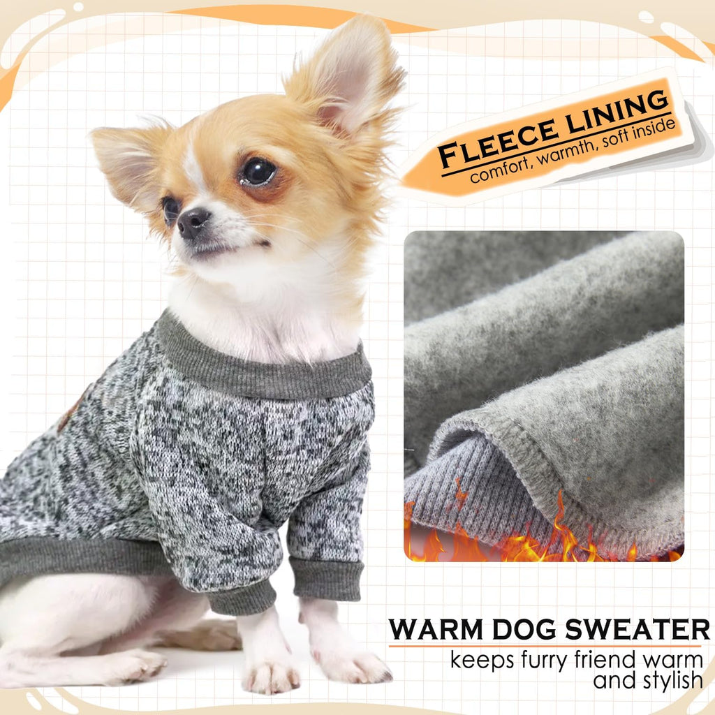 Navy blue fleece puppy sweater on a small chihuahua