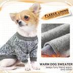 Navy blue fleece puppy sweater on a small chihuahua
