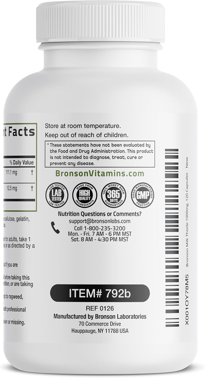 Bronson Milk Thistle Silymarin Marianum & Dandelion Extract, 120 Capsules - Image 7
