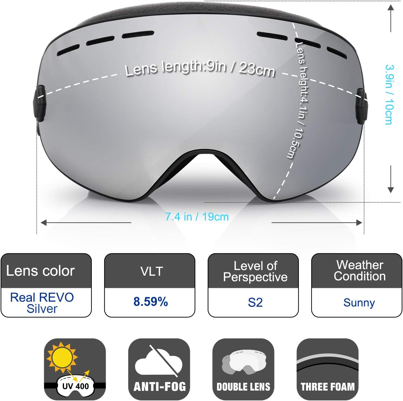 EXP VISION UV400 Protection Goggles angled view displaying the impact resistant TPU frame structure.
