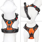 Phoepet dog harness side profile with reflective stitching