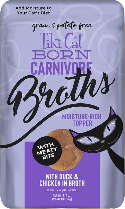 Tiki Cat Born Carnivore Broths, Salmon Recipe, Hydration and Flavor Supplement Cat Food Topper, 1.3 oz. Pouch (Pack of 12) - Image 12