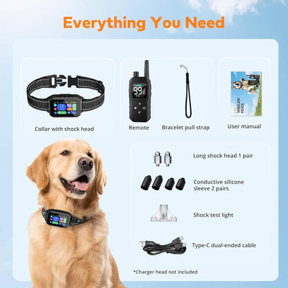 Durable IP67 waterproof wireless pet containment collar being tested in wet conditions