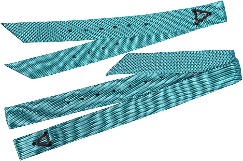 Hilason Premium Single Nylon Cinch Tie Strap and Off Billet Set in turquoise front view showing the leather keeper tie.