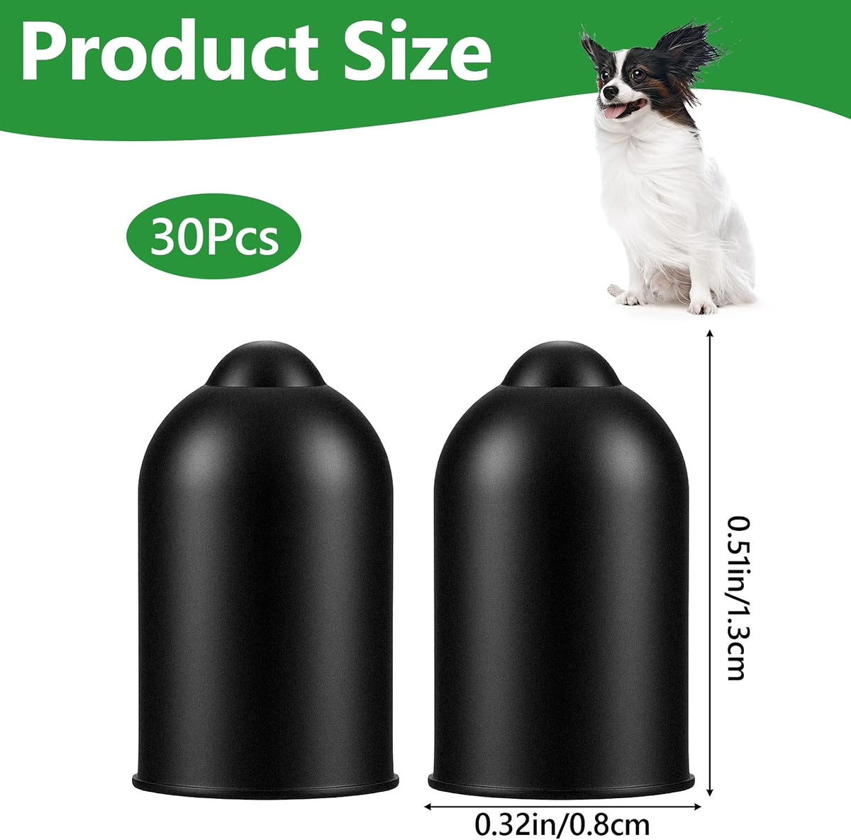 Conductive silicone caps for training collar prongs in assorted lengths.