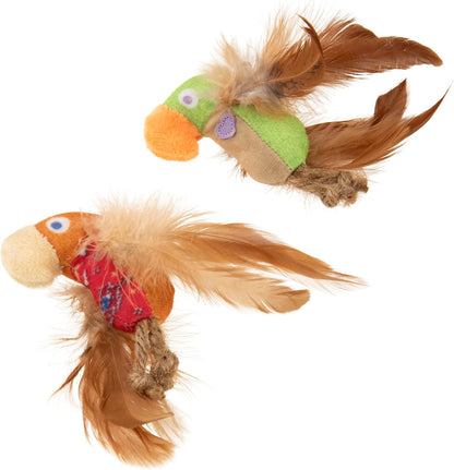 Cat interacting with SmartyKat feathered bird toy
