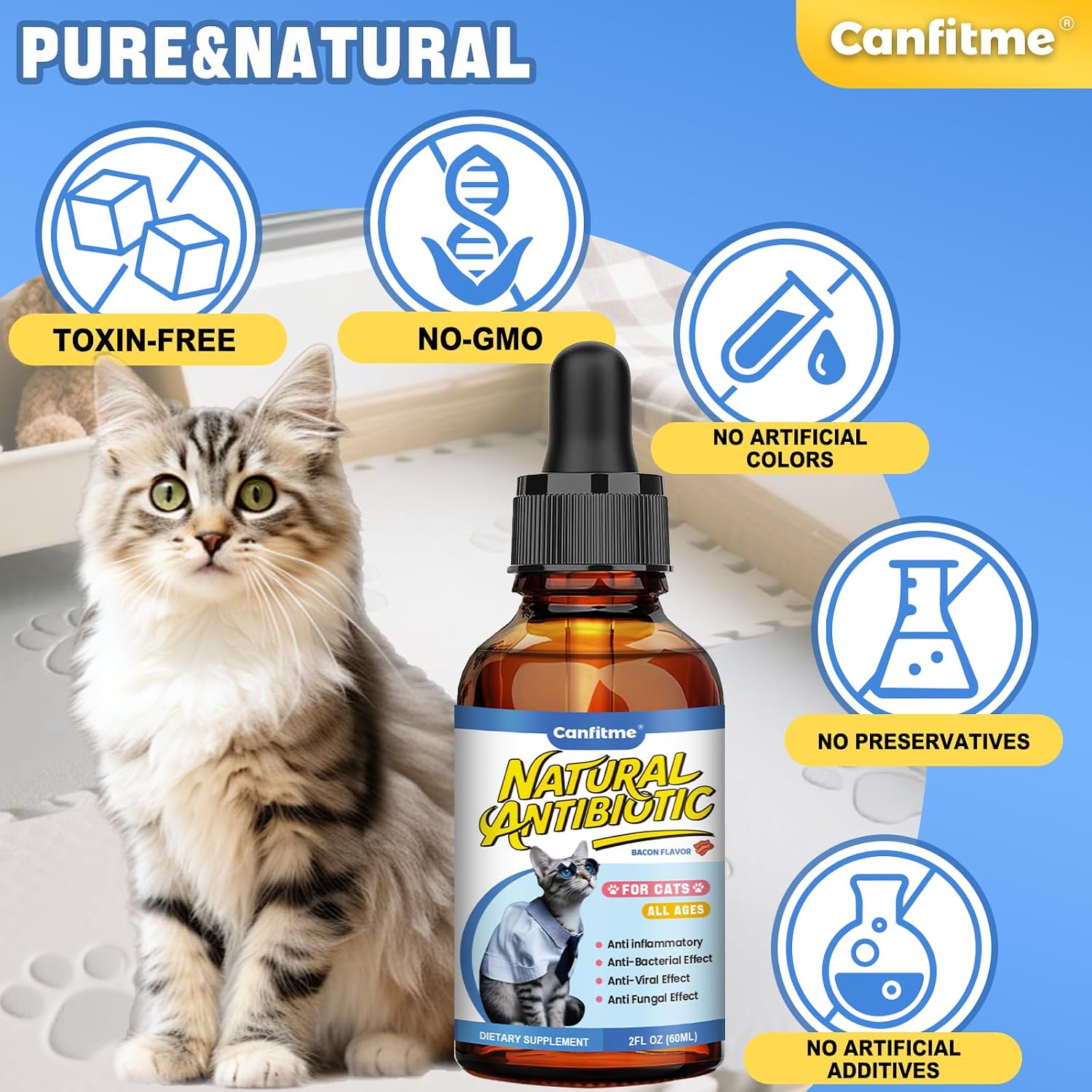 Dosage instructions chart for Carmelie natural antibiotic pet drops