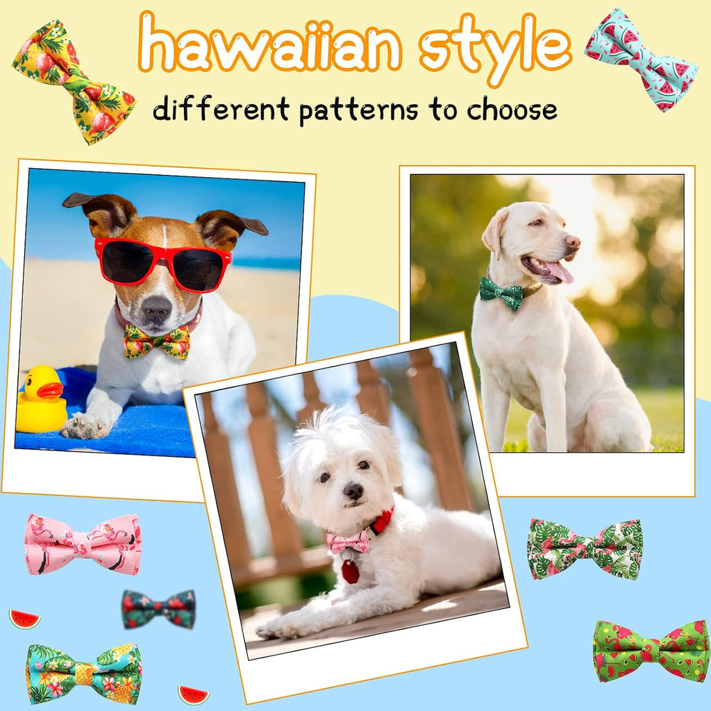 Soft polyester Hawaiian style cat and dog grooming accessories spread out.