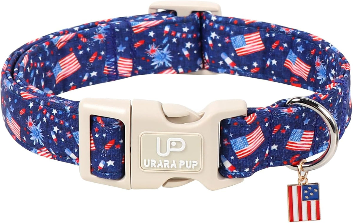 Dog Collar for Summer,Cute Pink Plaid Dog Collar,Cotton Puppy Collar with Adjustable Metal Buckle for Small,Medium,Large Girl Boy Dog - Image 9