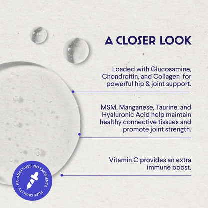 Wonder Paws liquid glucosamine ingredients label close up