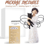 SIGUEJOR premium polyresin angel cradling a black cat close up shot