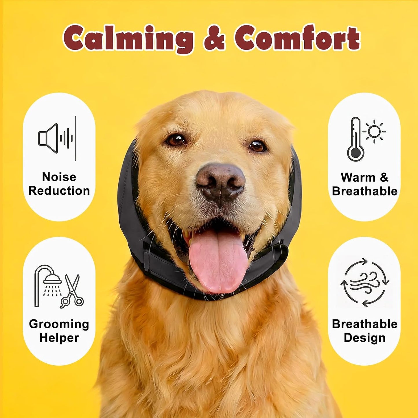 Faluckyy grooming hoodie stabilizing a dog's ears during high-velocity force drying.