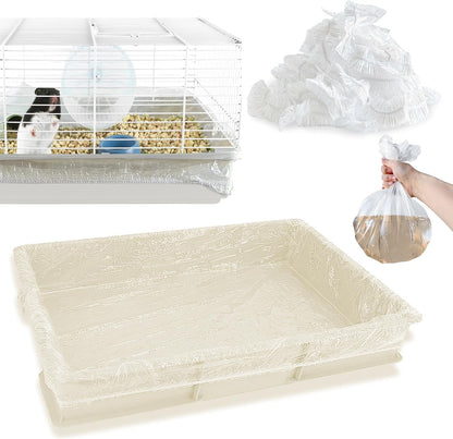 Clean cage tray covered with Upcessory plastic film liner
