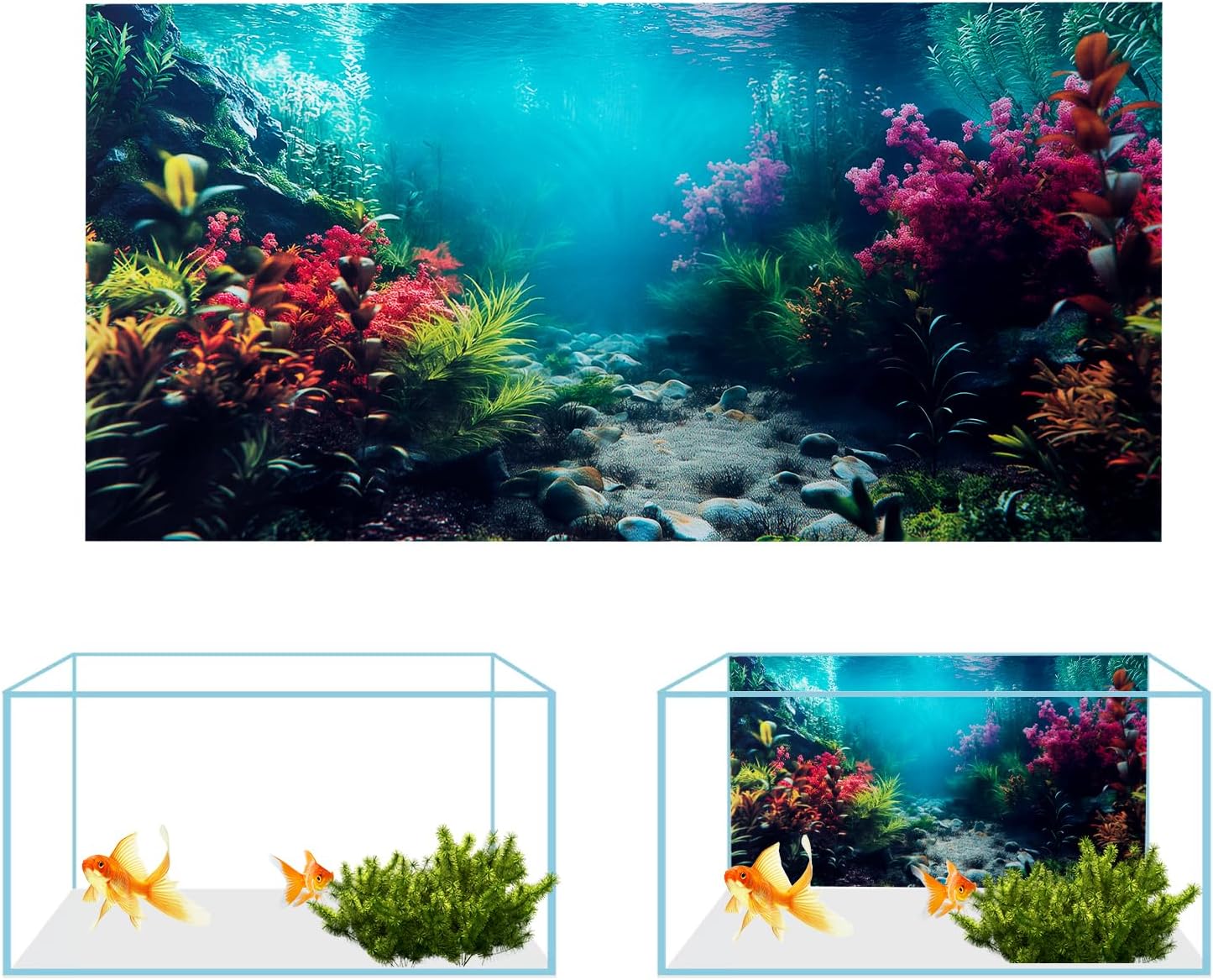 COMSUN durable fish tank backdrop pack demonstrating wrinkle-free material texture closeup.