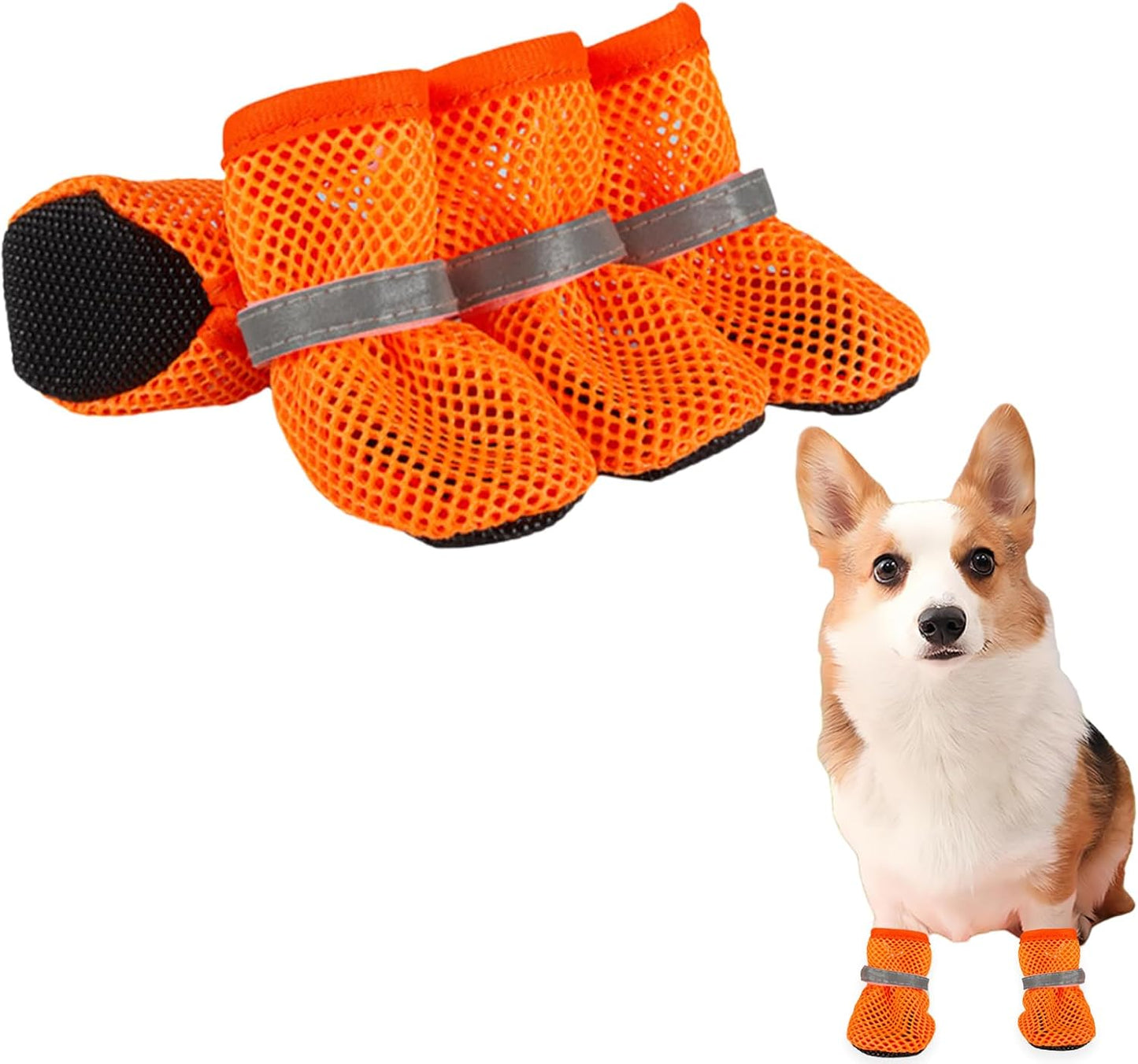 Summer Breathable Dog Shoes for Small Dogs, Breathable Mesh Dog Boots for Summer Hot Pavement, Reflective Adjustable Non Slip Paw Protectors for Small Dogs Cat Puppy (Blue, S) - Image 9