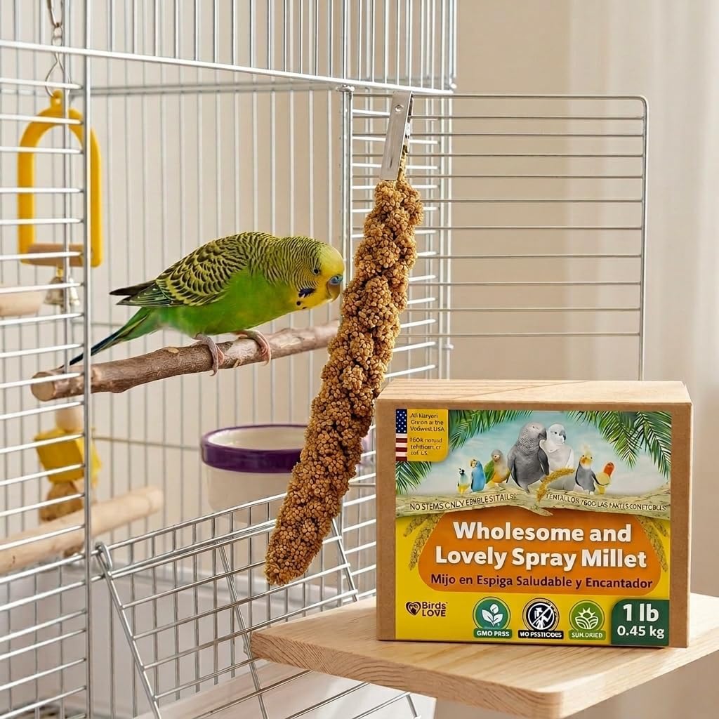 Birds LOVE 1 LB Wholesome Spray Millet for Birds - USA Grown, Natural Sun-Dried Millet Sprays - Thick Seed-Rich Clusters for Parakeets, Budgies, Cockatiels, Conures, Finches & Parrots - Image 9